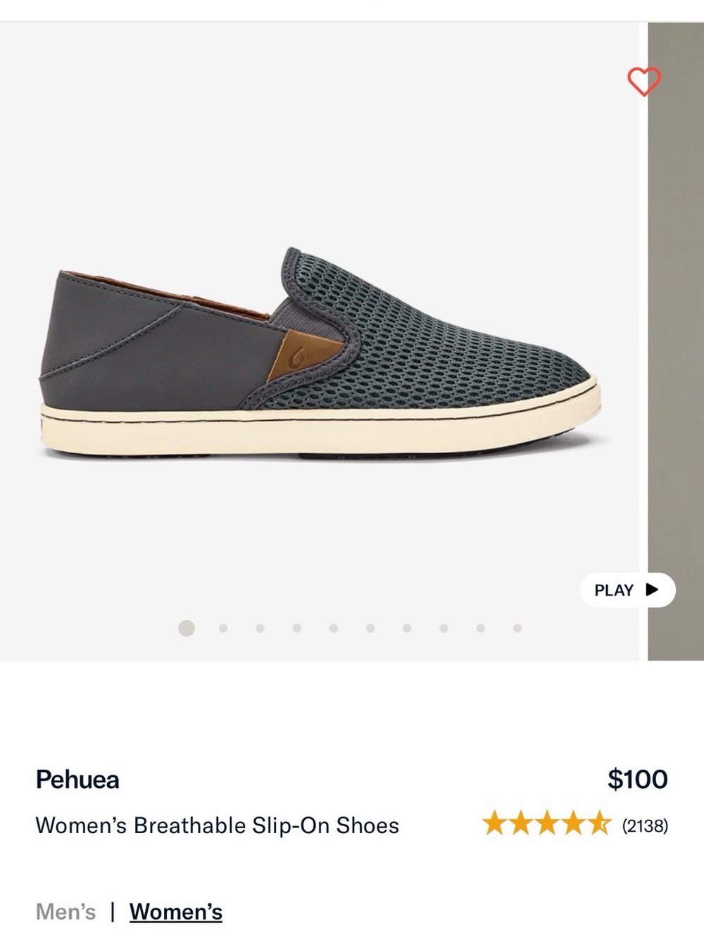 Olukai Women’s PEHUEA Slip-On Shoes In Grey Size 10 - Picture 5 of 6